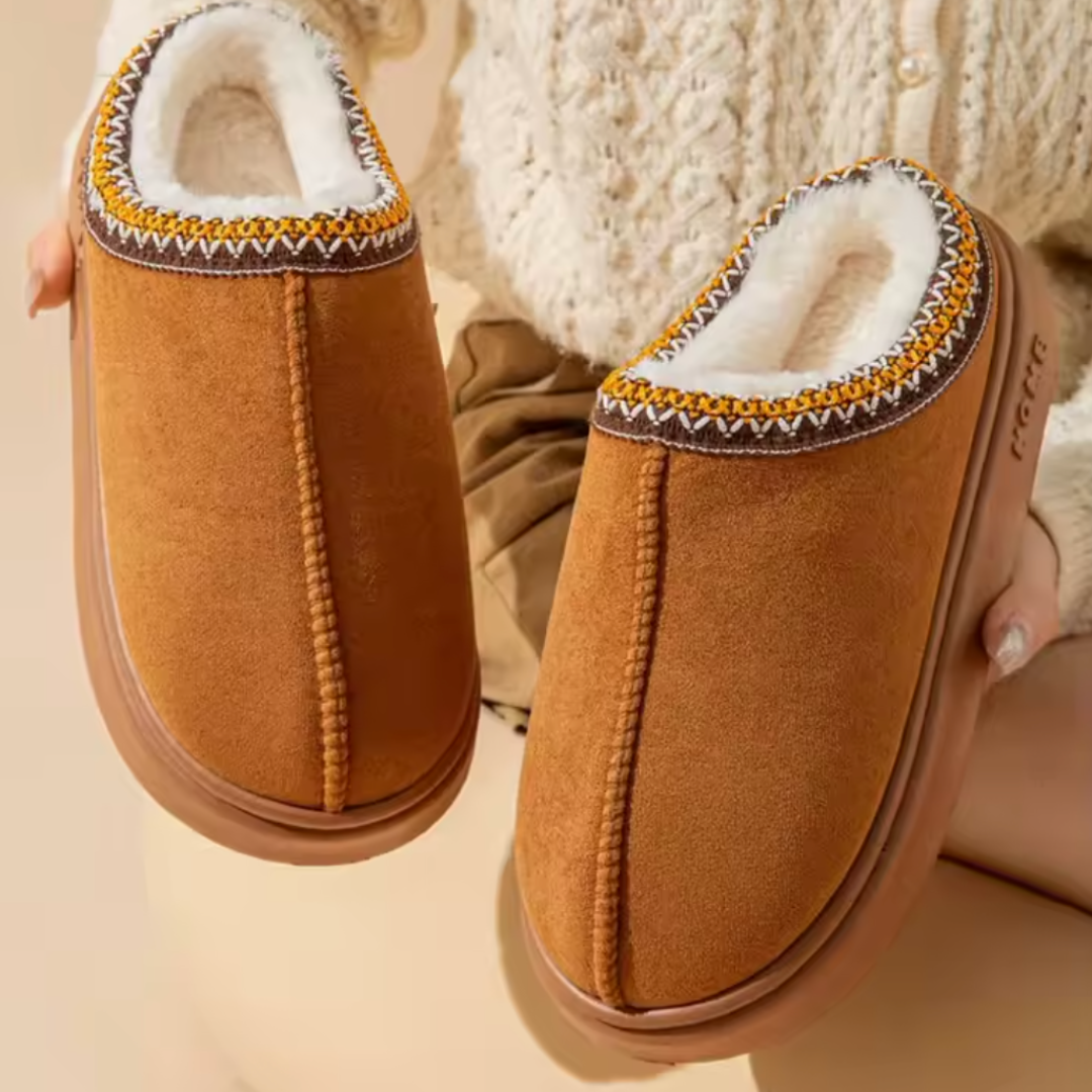 Warme wasserdichte Mules, Teddy-Futter, rutschfest, Damen, Innen & Außen