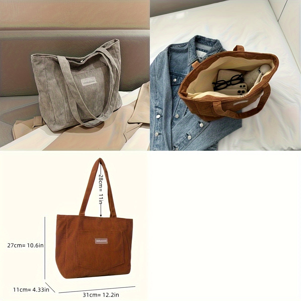 Elegante Damen Cordstoff Tasche | Zwergini-Mode