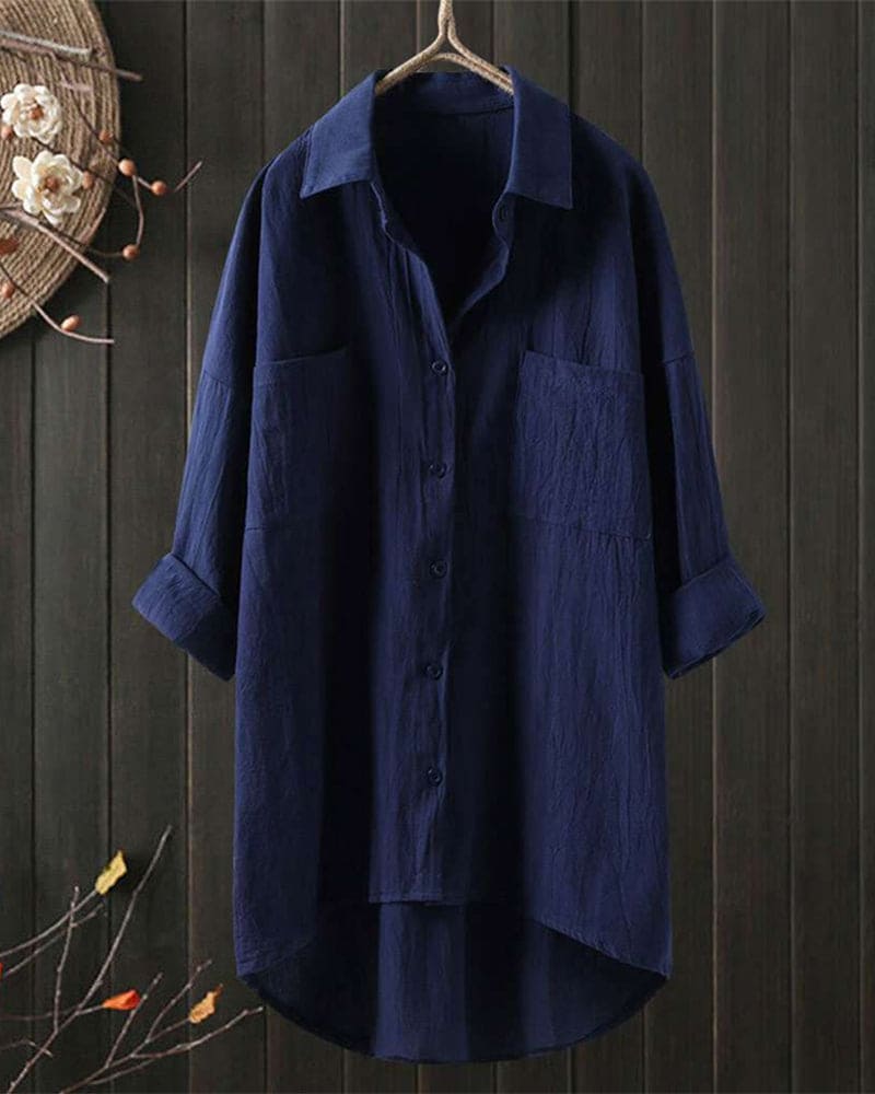 Zwergini-Mode - Locker fallendes Blusenshirt in einer einfarbigen Farbe mit langen Ärmeln