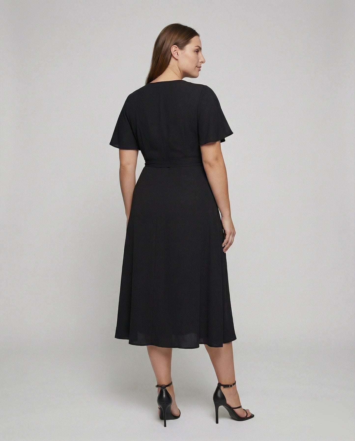 Damen Feminine V-Ausschnitt Wickelkleid