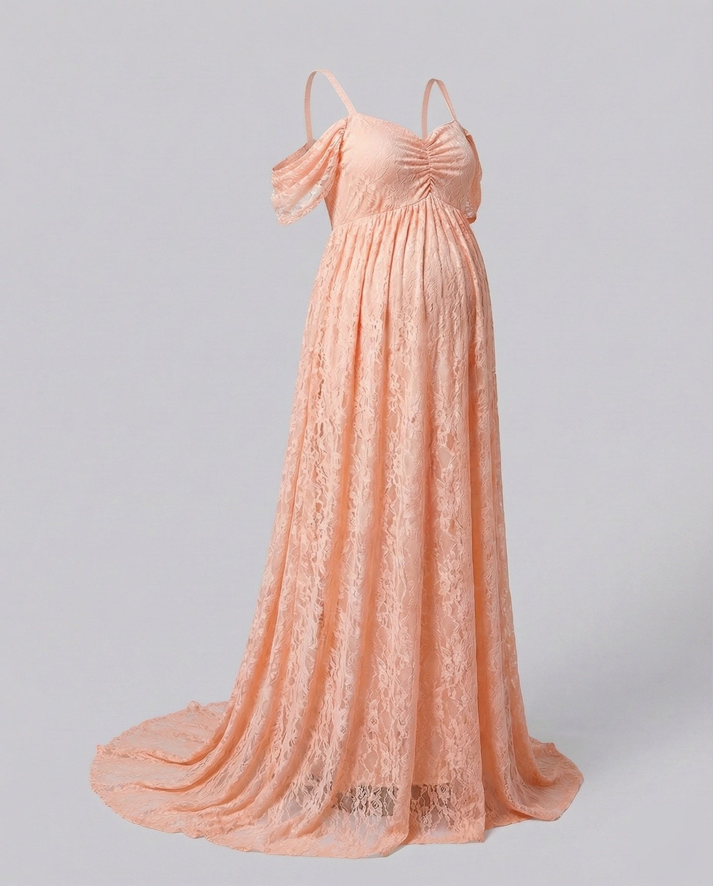 Damen Umstands-Maxikleid aus Spitze mit Schleppe