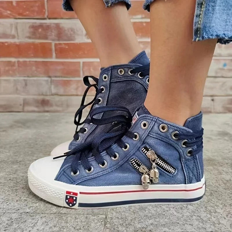 Zwergini-Mode Trend-Sneaker – Jeans-Look & Zipper