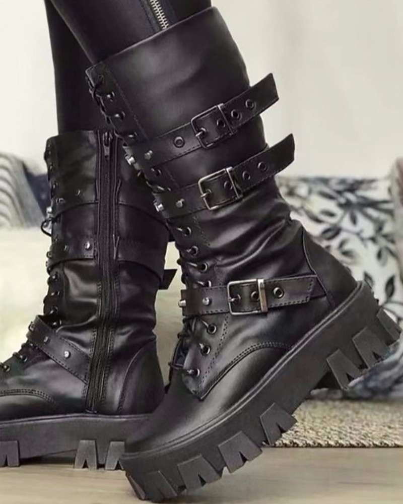 R&BMode | Stiefel Mit Reißverschluss Und Schnallen