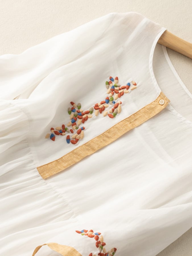 Zwergini-Mode | Besticktes Kleid aus Baumwolle