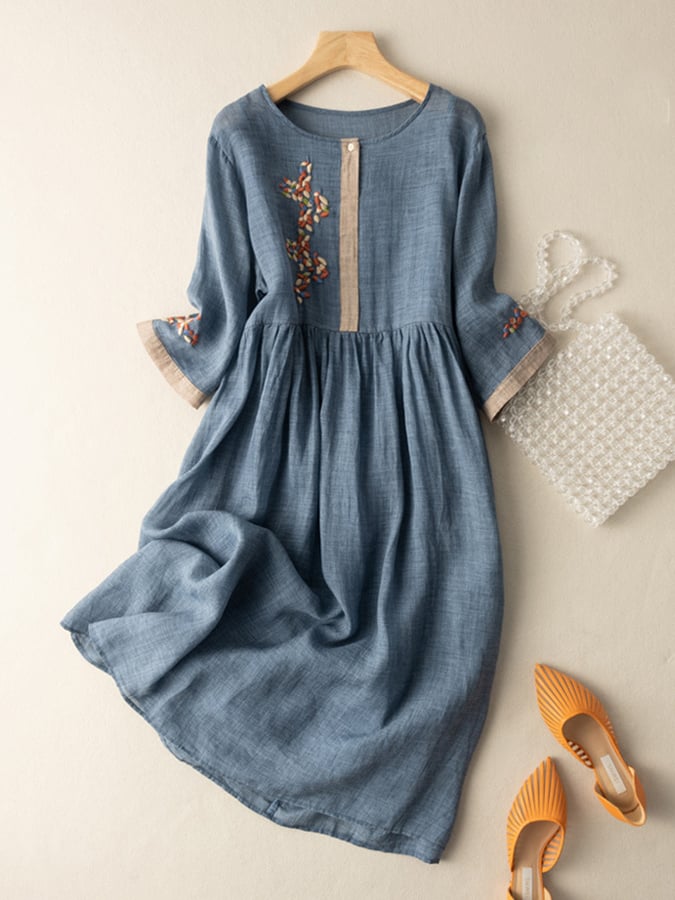 Zwergini-Mode | Besticktes Kleid aus Baumwolle
