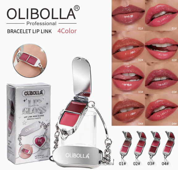 2-in-1 Lipgloss-Armband-Set mit abnehmbarem Charm