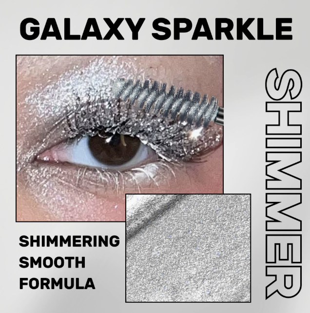 Glitzer-Mascara als Topcoat für Wimpern, wasserfest