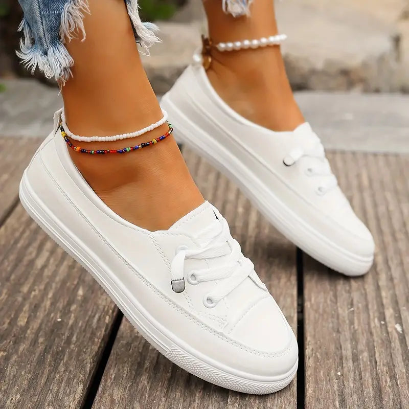 Zwergini-Mode | Damen Klassische Freizeit Sneaker Weiß