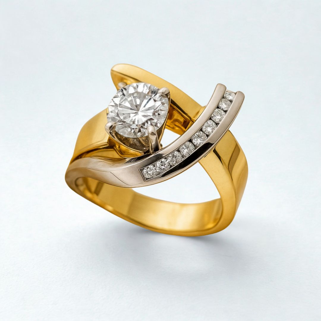 Vintage-Ring – Gold-Silber mit Zirkonia-Glanz