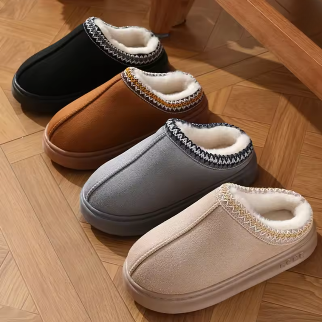 Warme wasserdichte Mules, Teddy-Futter, rutschfest, Damen, Innen & Außen