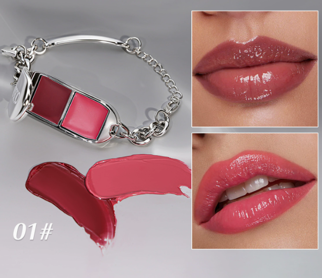 2-in-1 Lipgloss-Armband-Set mit abnehmbarem Charm