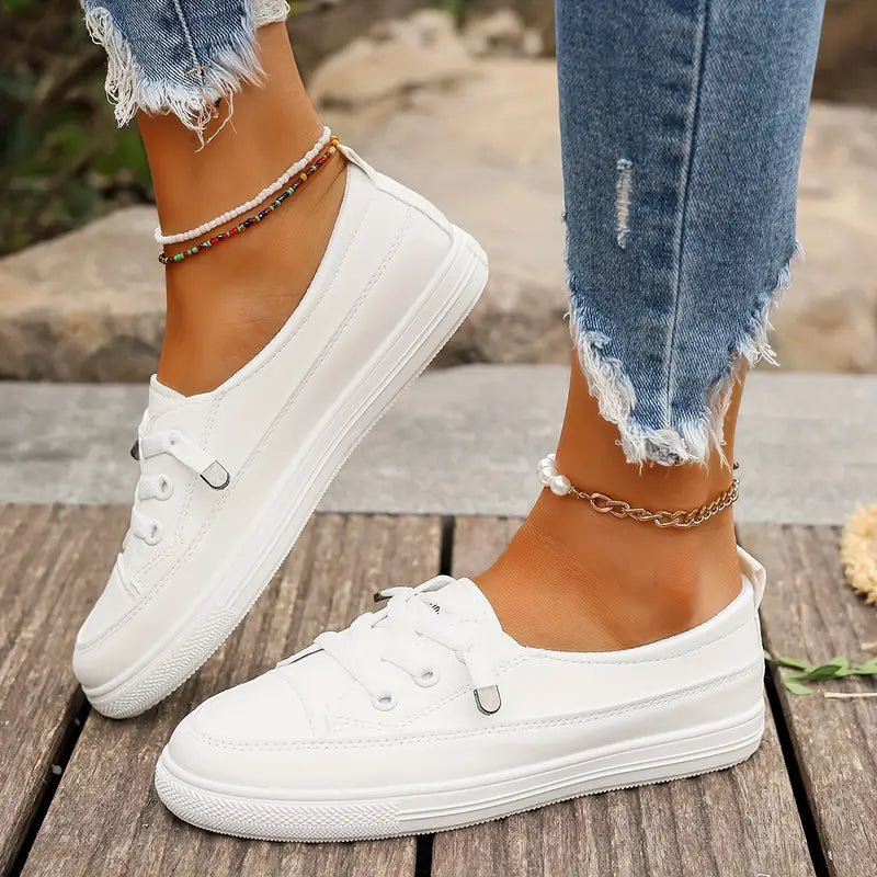 Zwergini-Mode | Damen Klassische Freizeit Sneaker Weiß
