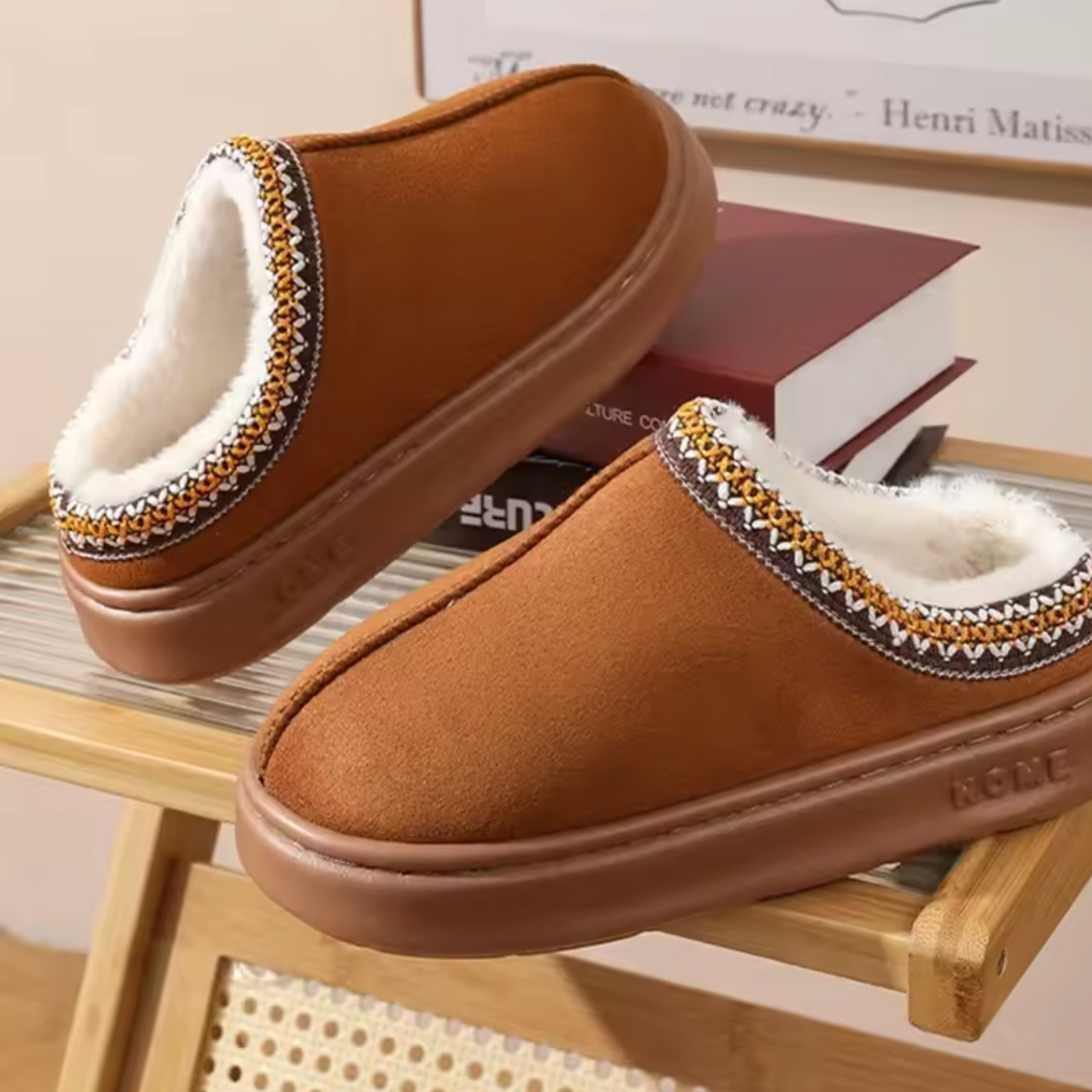 Warme wasserdichte Mules, Teddy-Futter, rutschfest, Damen, Innen & Außen