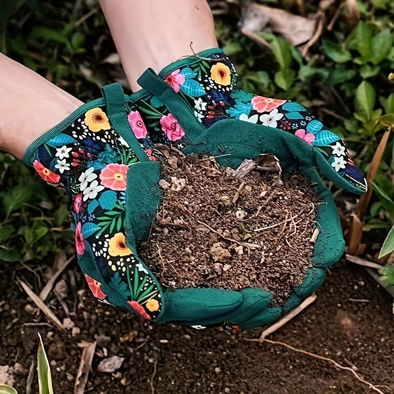 Zwergini-Mode | Atmungsaktive Gartenhandschuhe mit Blumenmuster