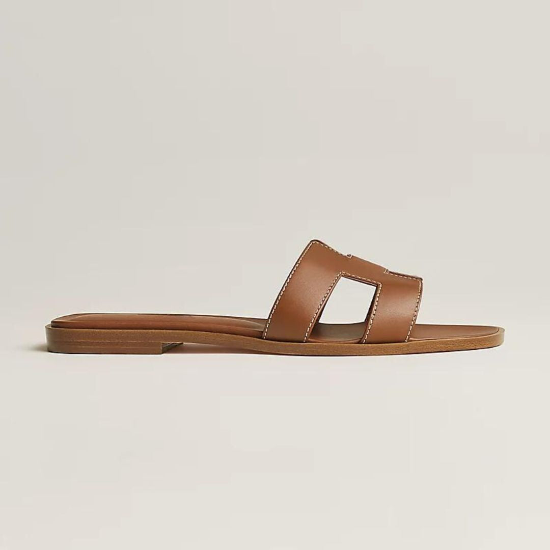 Ledersandalen flach, mit Cut-Out Riemen, sommerlich & bequem