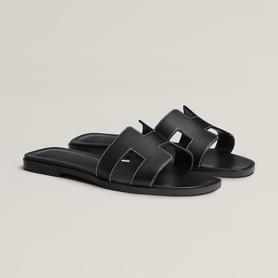Ledersandalen flach, mit Cut-Out Riemen, sommerlich & bequem
