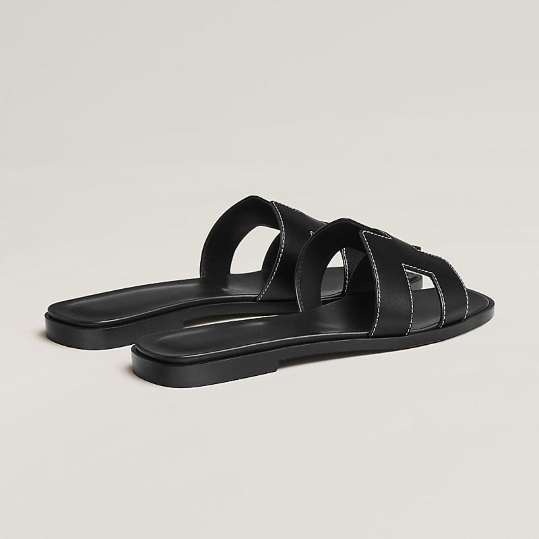 Ledersandalen flach, mit Cut-Out Riemen, sommerlich & bequem