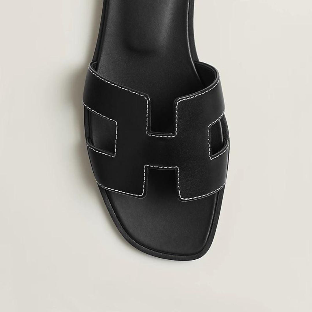 Ledersandalen flach, mit Cut-Out Riemen, sommerlich & bequem