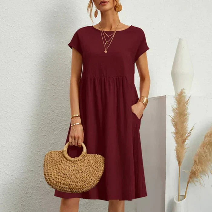 Zwergini-Mode – baumwollkleid für damen mit rundem ausschnitt