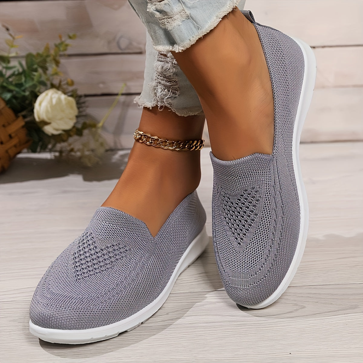 Zwergini-Mode | Einfarbige Gestrickte Sneaker Für Damen