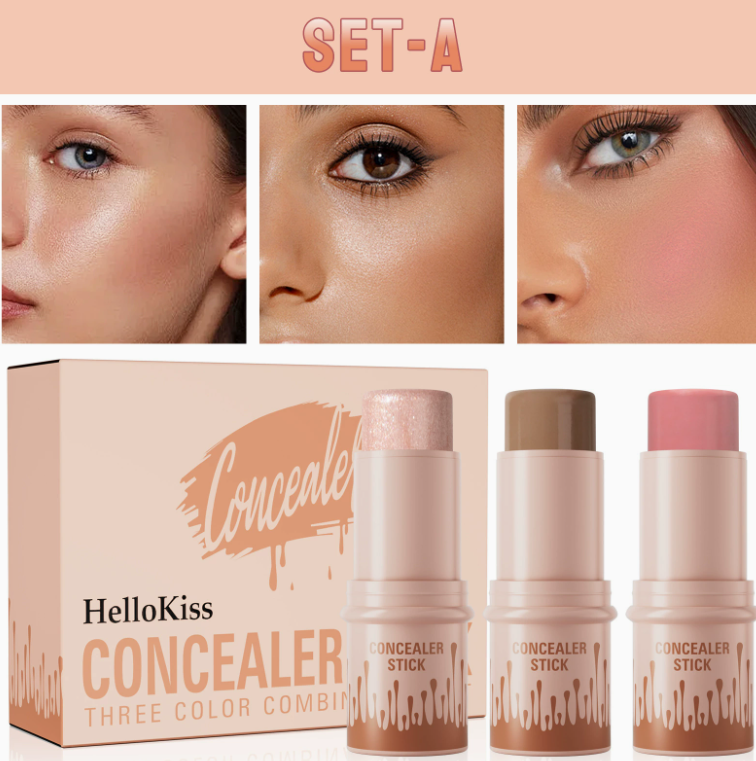 3-in-1 Kontur-Stick-Set: Highlighter, Kontur und Rouge