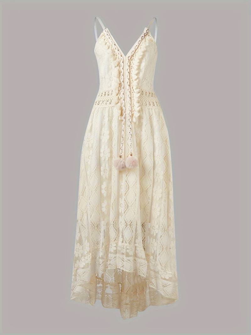 Zwergini-Mode – boho-maxi-sommerkleid mit spaghettiträgern und v-ausschnitt