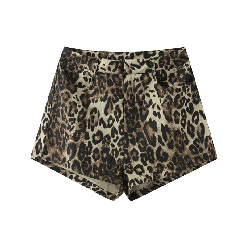 Zwergini-Mode - Denim Leopard Shorts