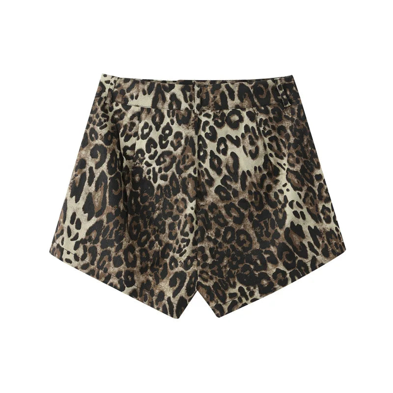 Zwergini-Mode - Denim Leopard Shorts