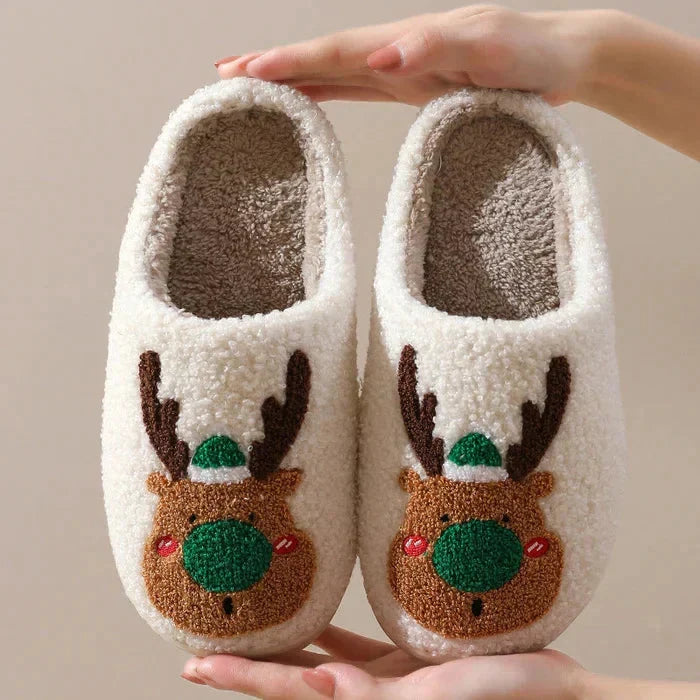 Weihnachten Rentier Hausschuhe - Soft Slip-On Hausschuhe für drinnen