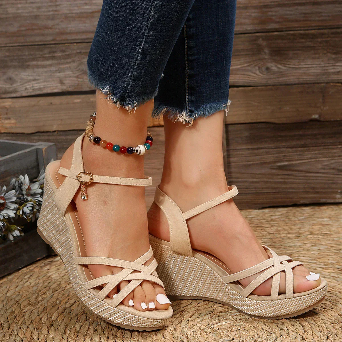 Zwergini-Mode - Damen Sandalen mit Keilabsatz