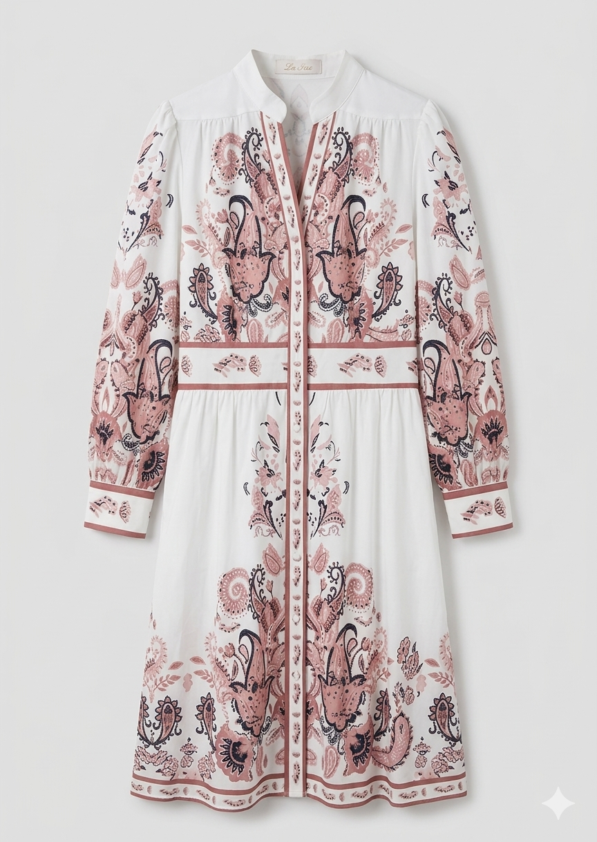 Zwergini-Mode - Urlaub Maxikleid Mit V-Ausschnitt und Langen Ärmeln in Blumenmuster
