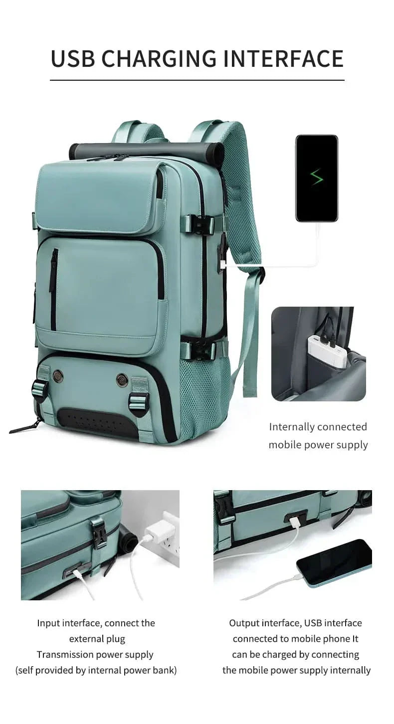 kaufsy | Großer wasserdichter Reiserrucksack mit USB-Anschluss