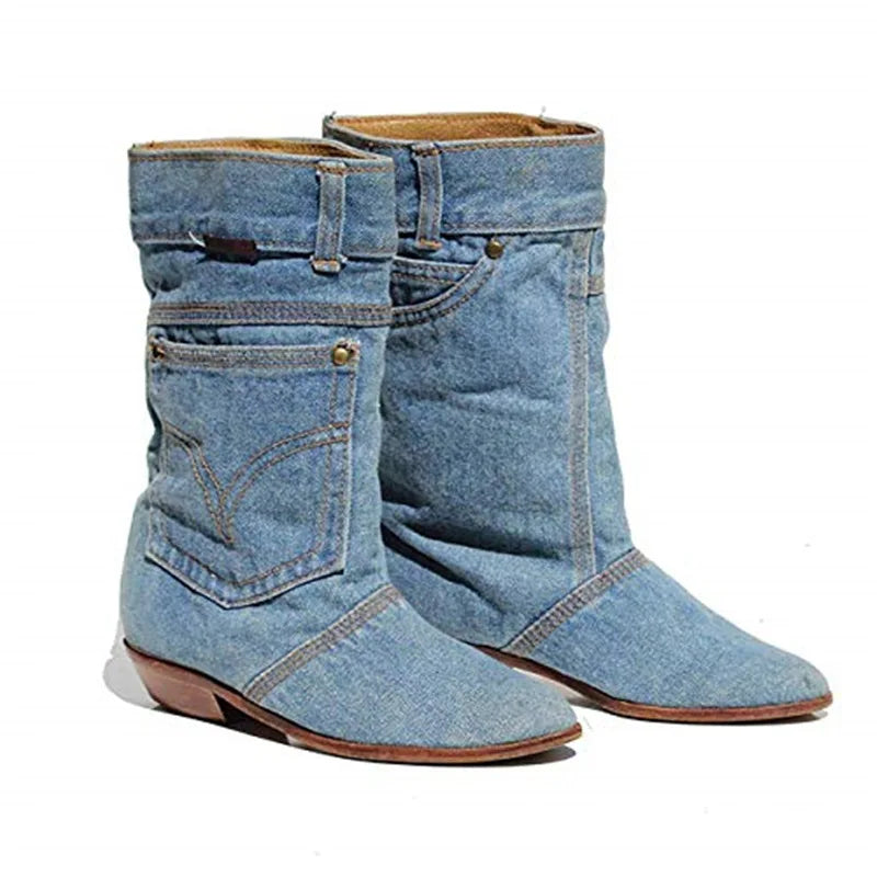 Zwergini-Mode - Jeansstiefeletten mit kleinem Absatz