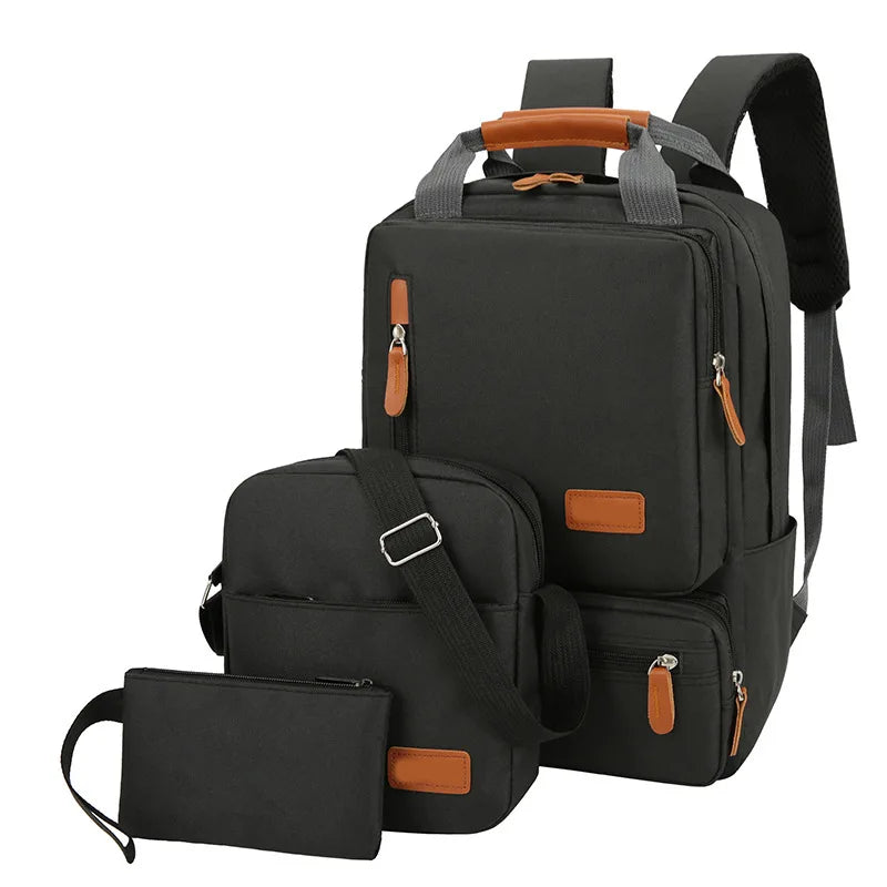 Herren 3-teiliger Rucksack-Set, wasserdicht, Laptop & Reise