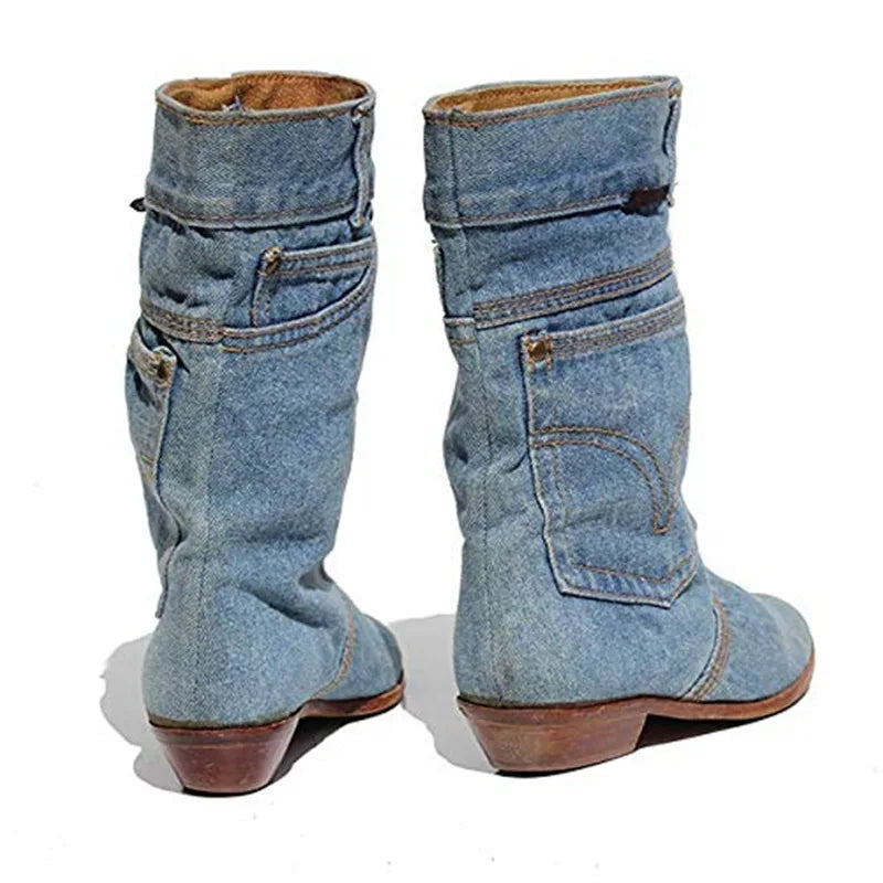 Zwergini-Mode - Jeansstiefeletten mit kleinem Absatz