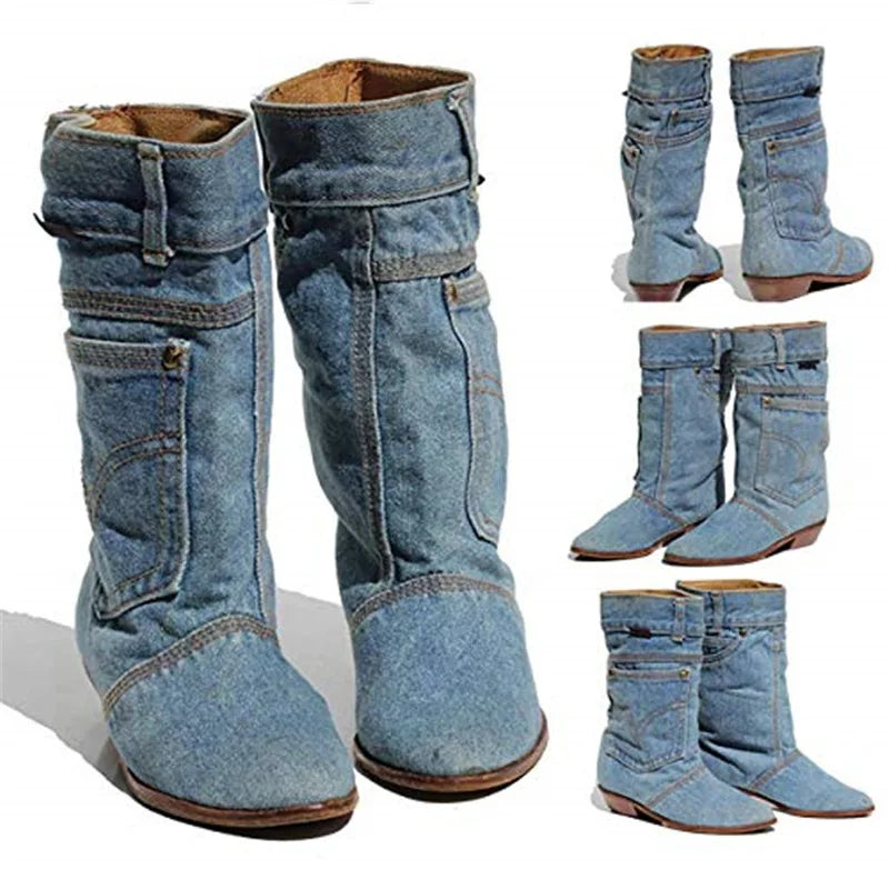 Zwergini-Mode - Jeansstiefeletten mit kleinem Absatz