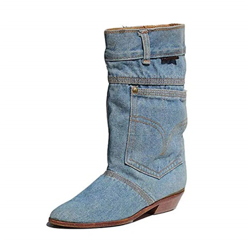 Zwergini-Mode - Jeansstiefeletten mit kleinem Absatz