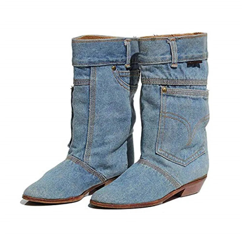 Zwergini-Mode - Jeansstiefeletten mit kleinem Absatz