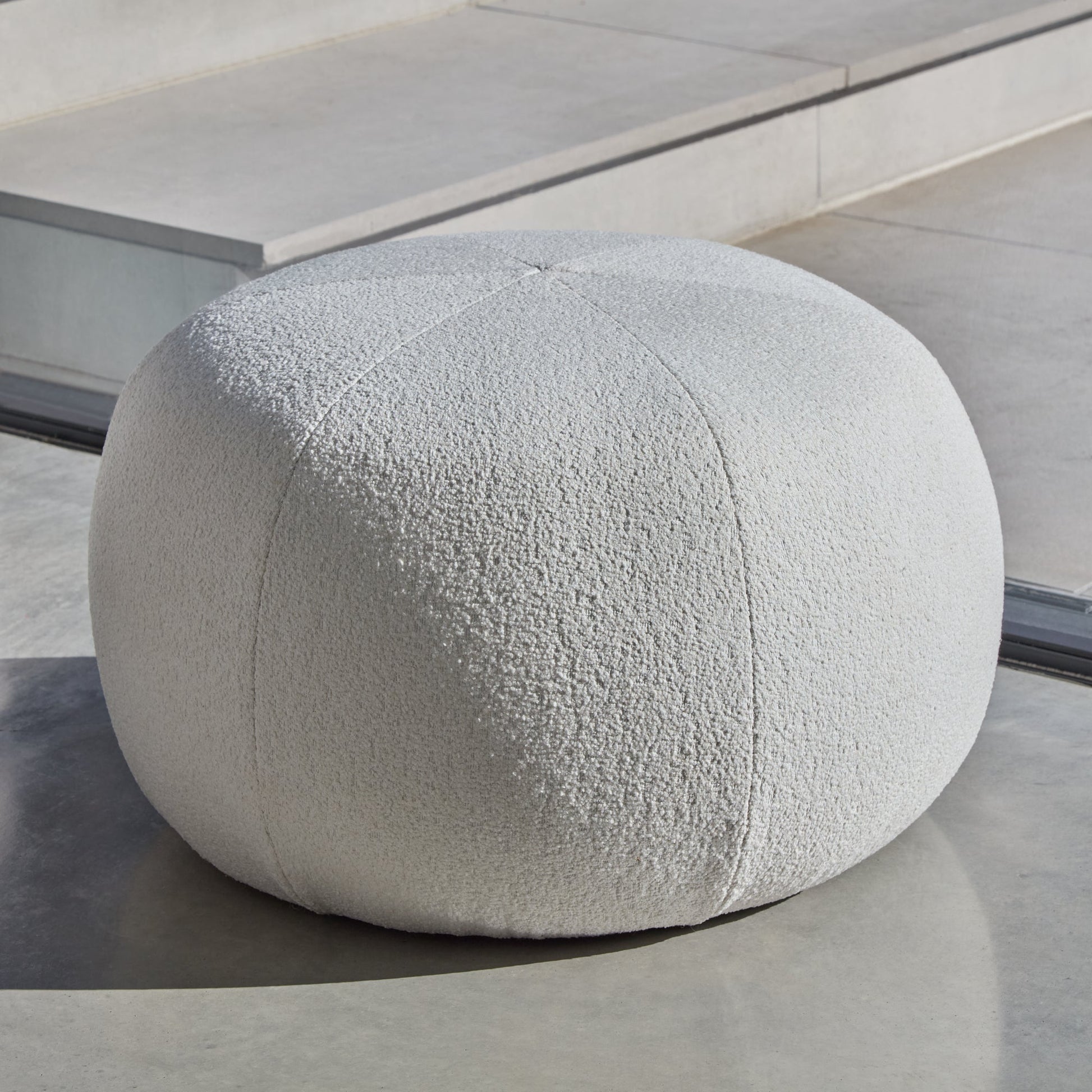 Nathalia Round Footstool - Boucle - Laura James