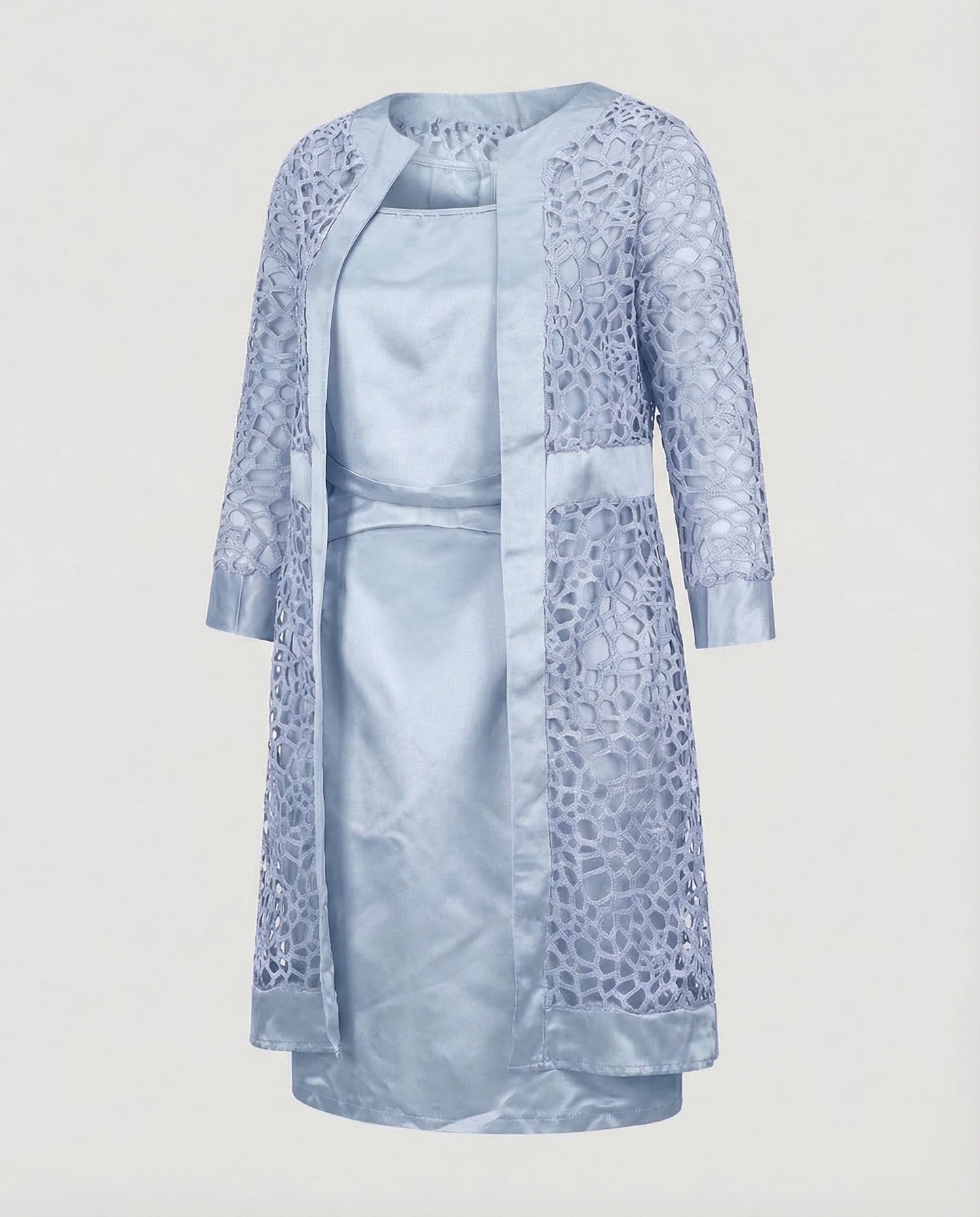 Elegantes Damen Cardigan-Kleid aus Spitze im 2-Teiler | Zwergini-Mode