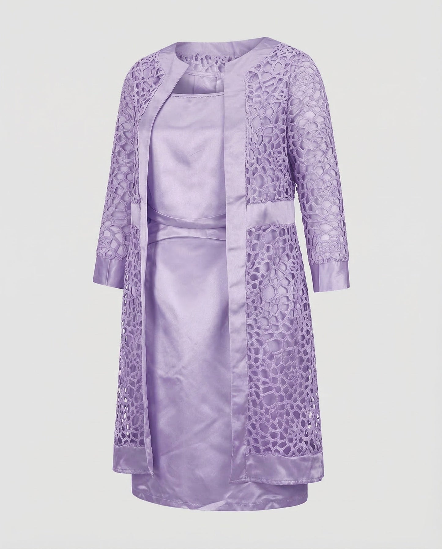 Elegantes Damen Cardigan-Kleid aus Spitze im 2-Teiler | Zwergini-Mode