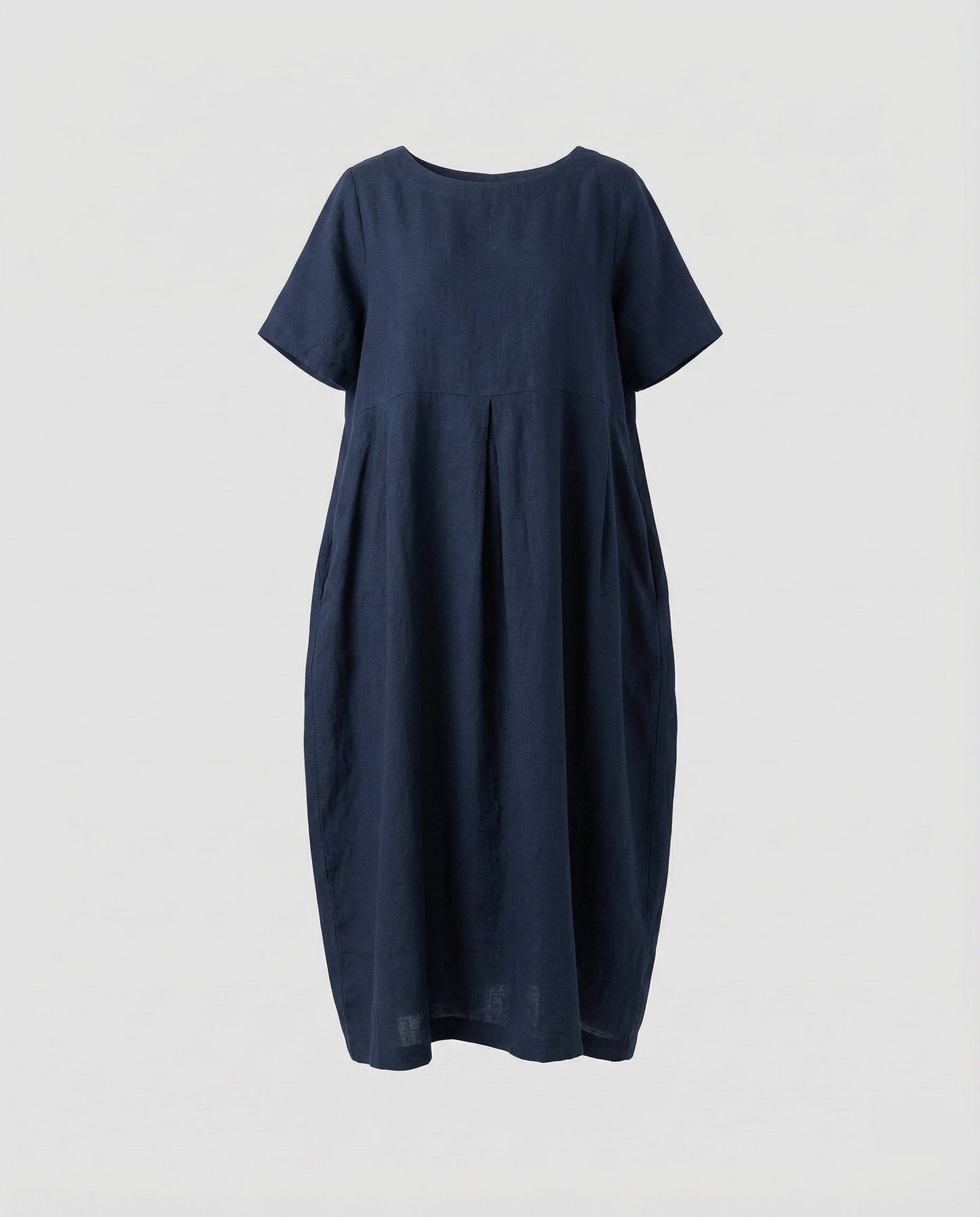 Damen Fließende Vordere-Falte Leinen-Maxikleid