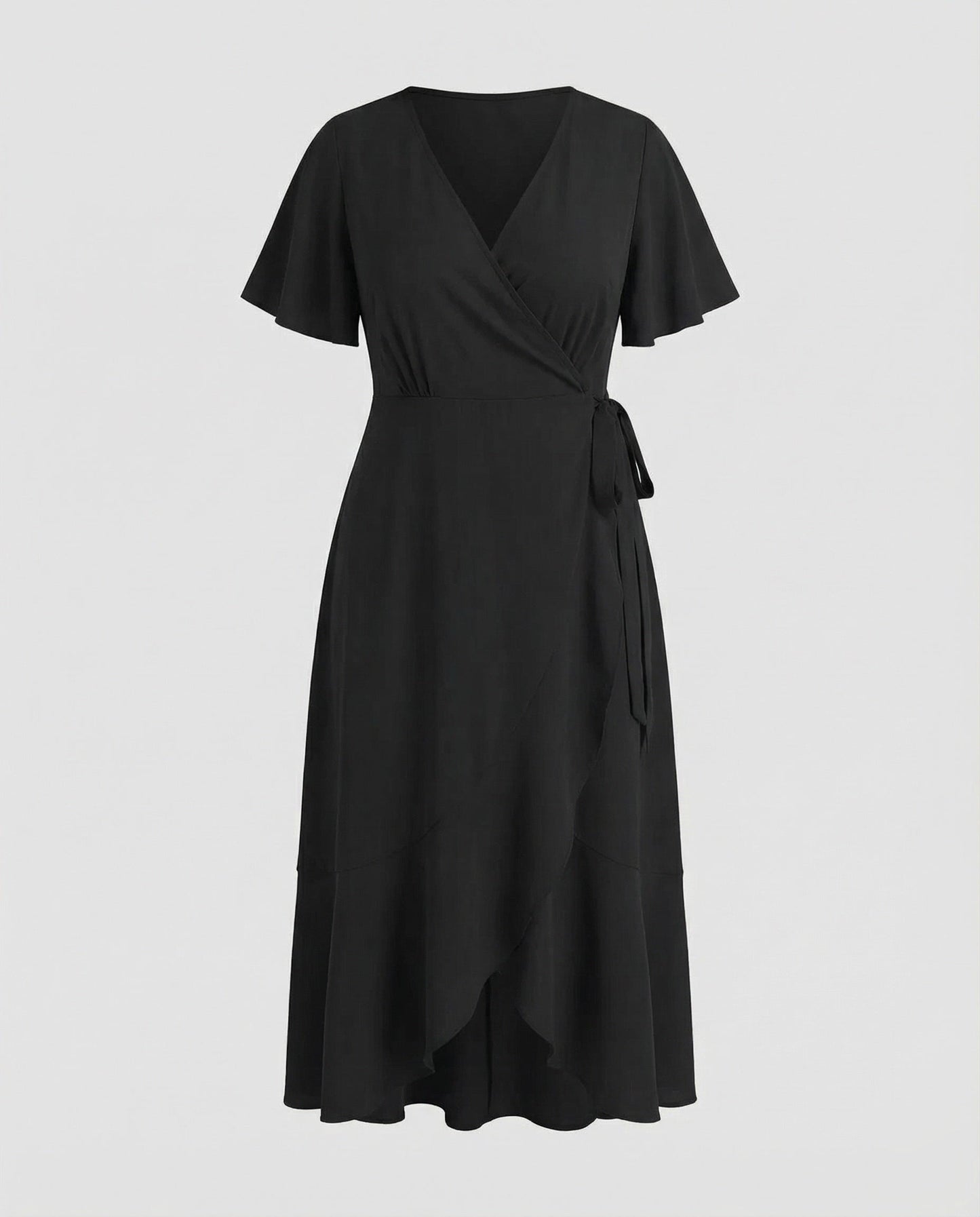 Damen Feminine V-Ausschnitt Wickelkleid