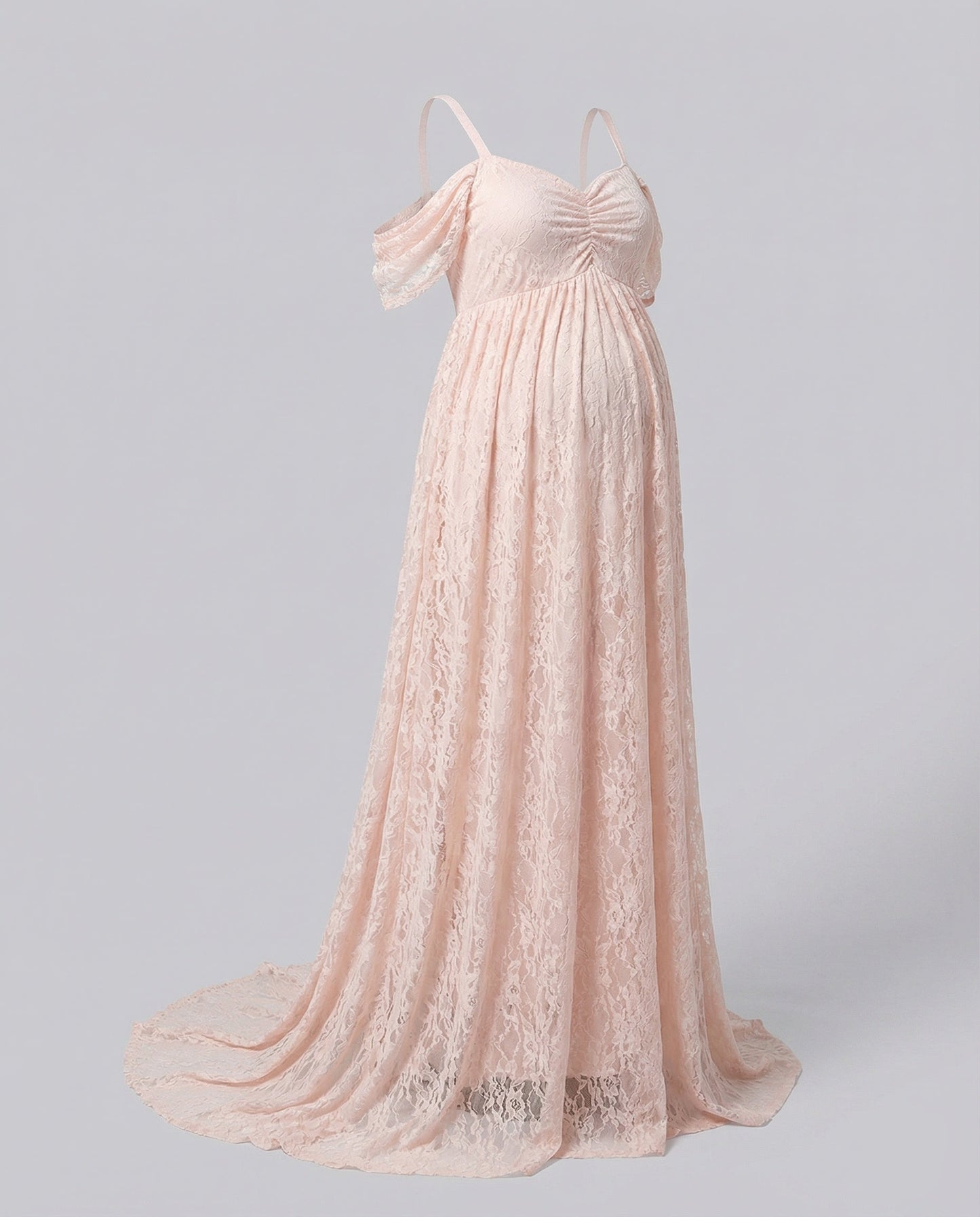 Damen Umstands-Maxikleid aus Spitze mit Schleppe