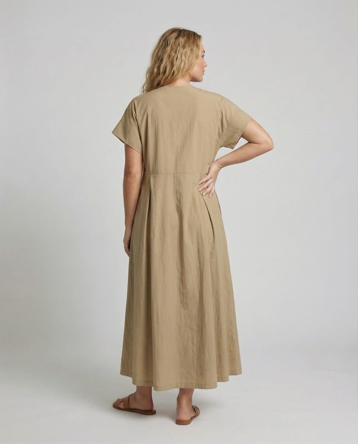 Damen weites Maxikleid mit kastiger Silhouette