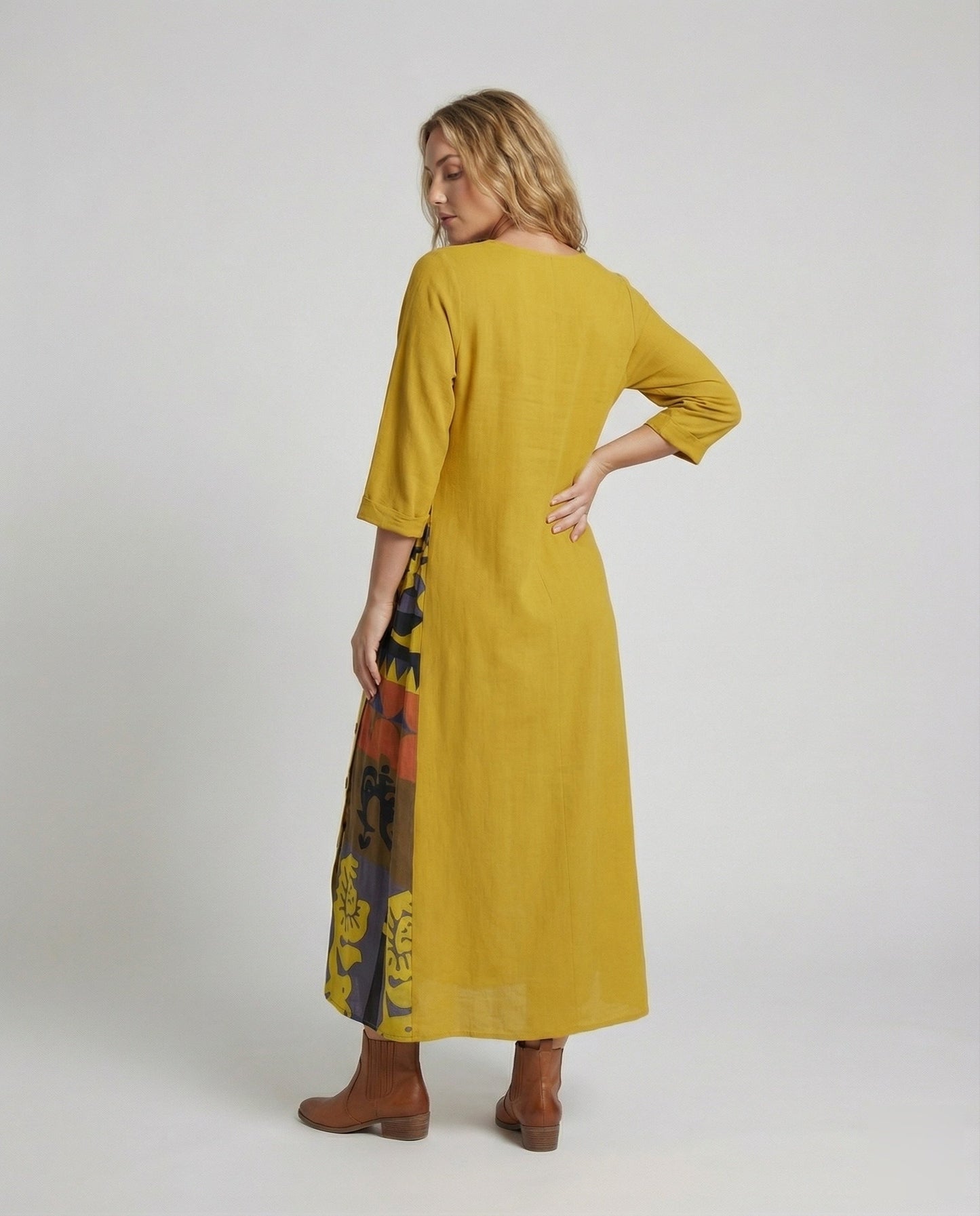 Damen Maxikleid mit Print-Einsatz