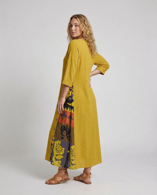 Damen Maxikleid mit Print-Einsatz