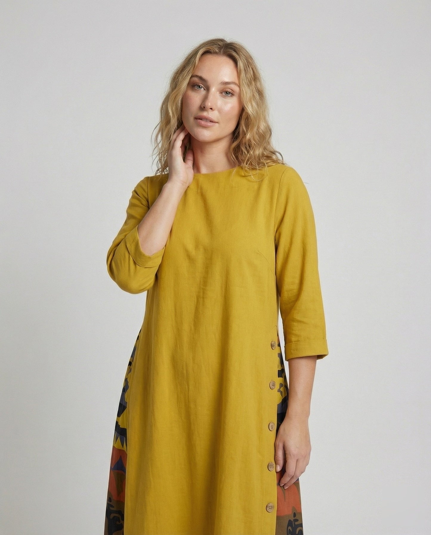 Damen Maxikleid mit Print-Einsatz