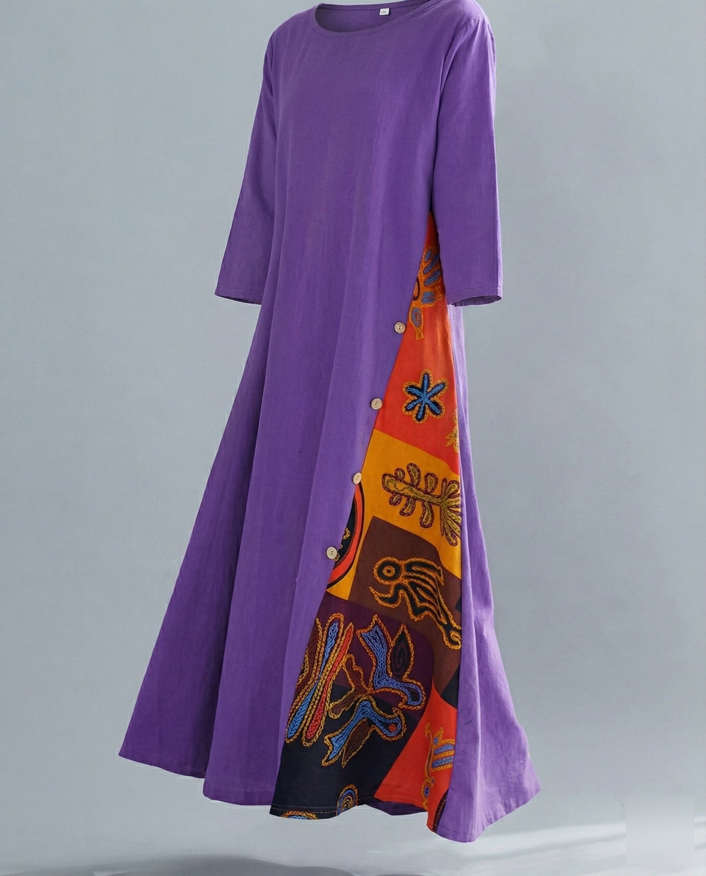 Damen Maxikleid mit Print-Einsatz