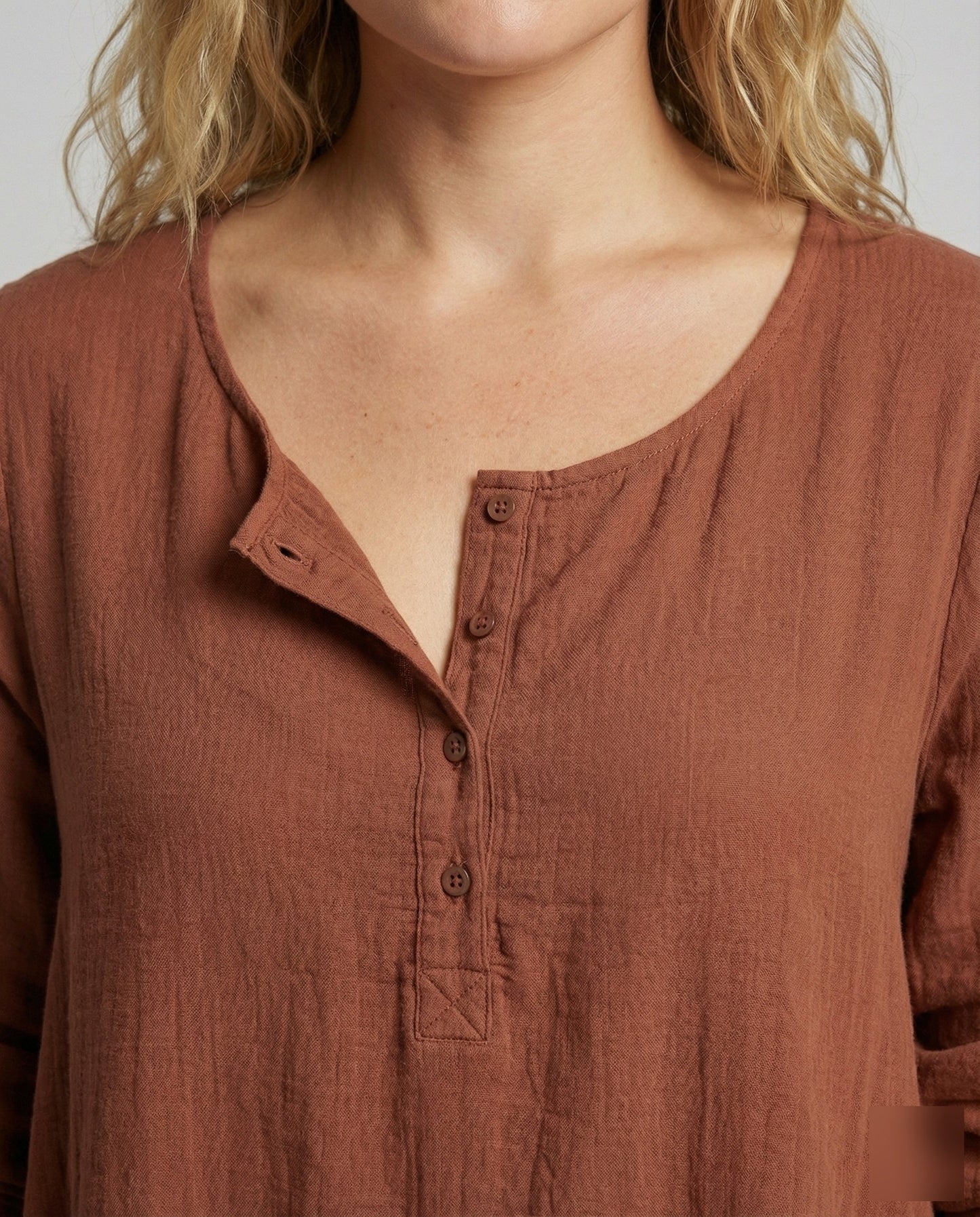 Damen zweilagiges Boho-Maxikleid in Leinenoptik